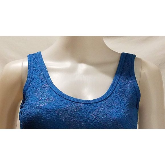 BKE Women's Small Tank Stretchy Blue Zig-Zag - Picture 4 of 10